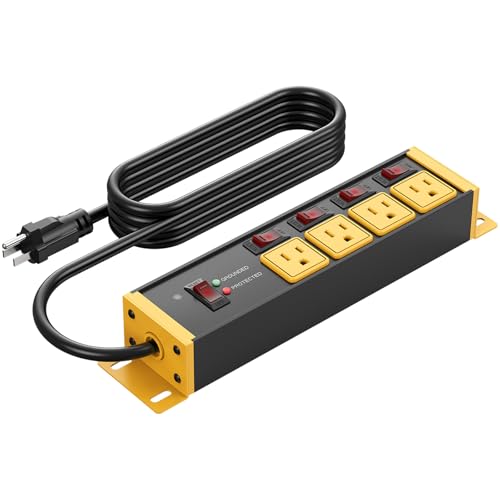 CCCEI 12 Gauge Heavy Duty Surge Protector, Yellow, 6FT, 1