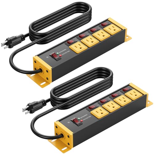 CCCEI 2PCS Heavy Duty Surge Protector, 12 Gauge, Yellow, 4FT.