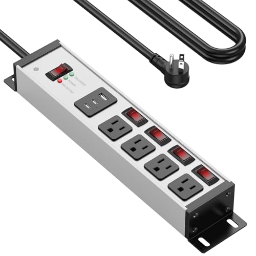 CCCEI Heavy Duty Surge Protector, 12 Gauge, USB Ports. Grey, 6FT, 1